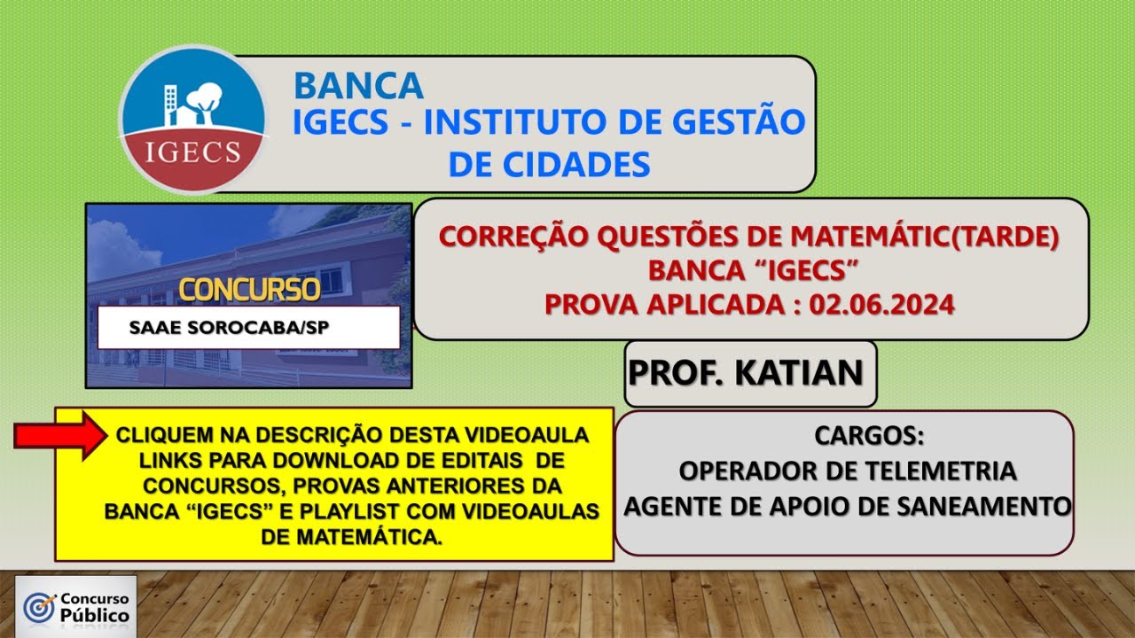 IGECS - Prova Operador de Telemetria/Agente de Apoio de Saneamento - SAAE Sorocaba/SP