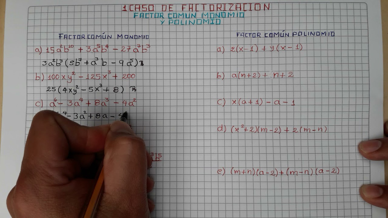 FACTORIZACION (FACTOR COMUN MONOMIO Y POLINOMIO)