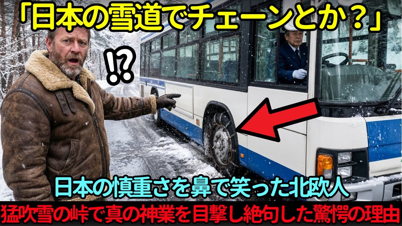 「日本の雪道でチェーンは過剰か？」北欧のプロが日本のバスを嘲笑。だが猛吹雪の峠で起きた“予想外の事態”に彼が絶句。世界が驚愕した日本の底力とは？【海外の反応】