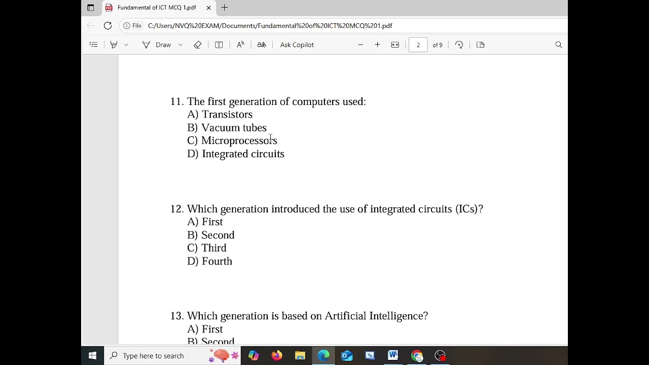 Basic of ICT MCQ and Answers