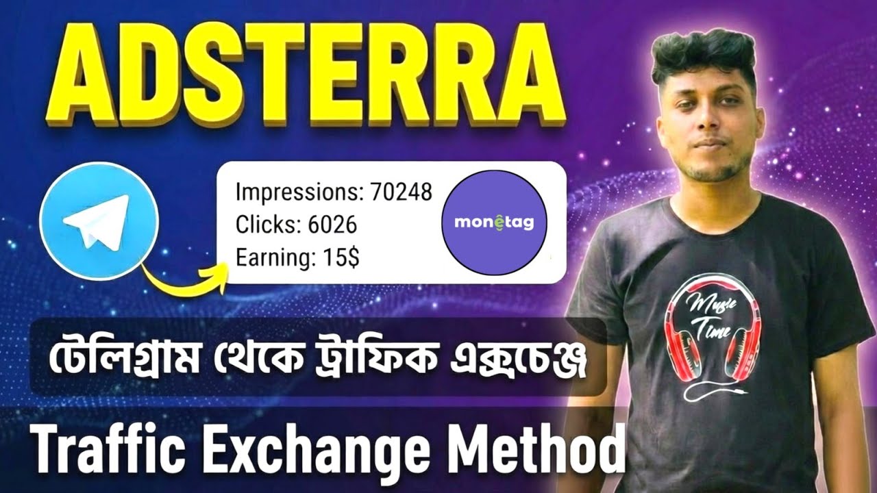 Free Traffic Exchange Method Bangla | Adsterra Earning Tutorial। Telegram Traffic