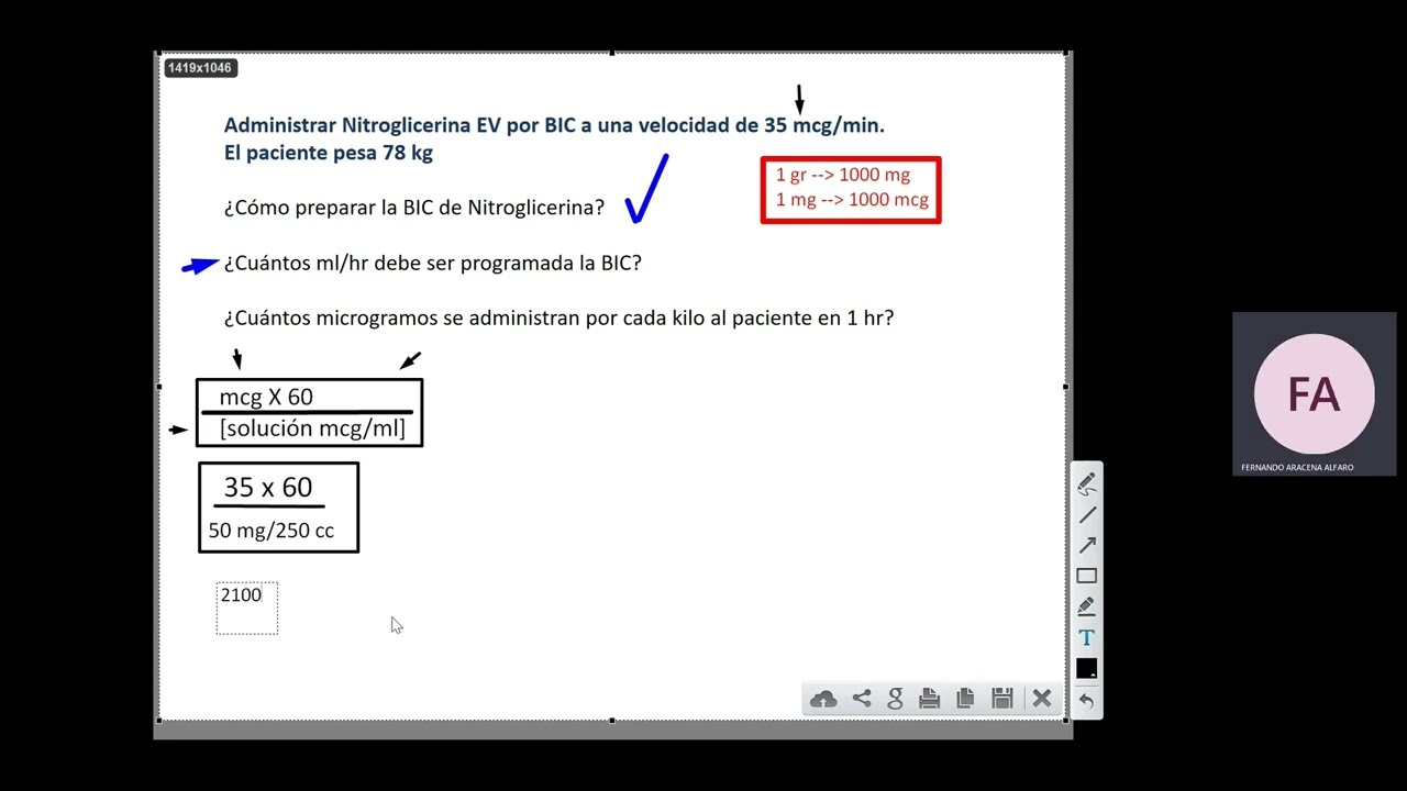 Cálculo dosis Bic Nitroglicerina