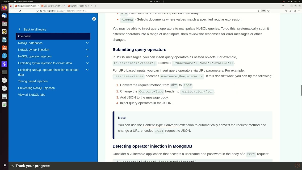 Exploiting NoSQL injection to extract data