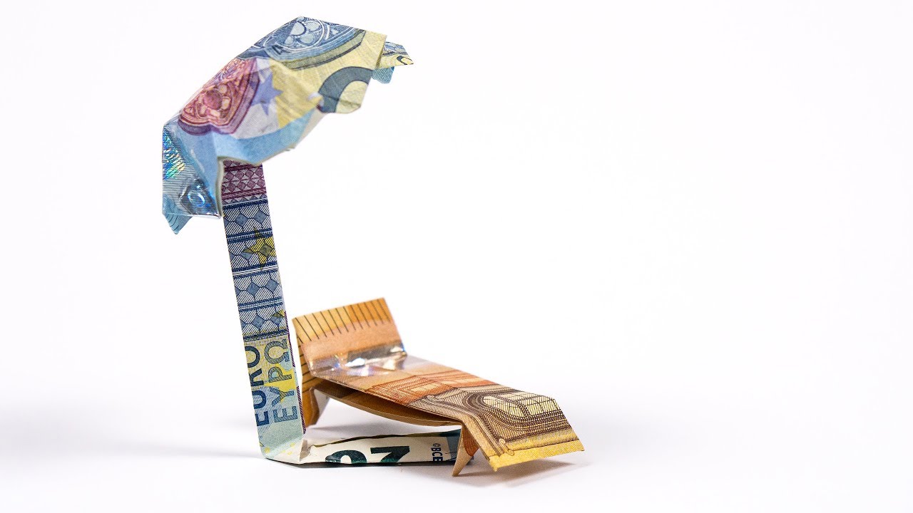 Geld falten Reise, Sonnenschirm aus Geldschein falten