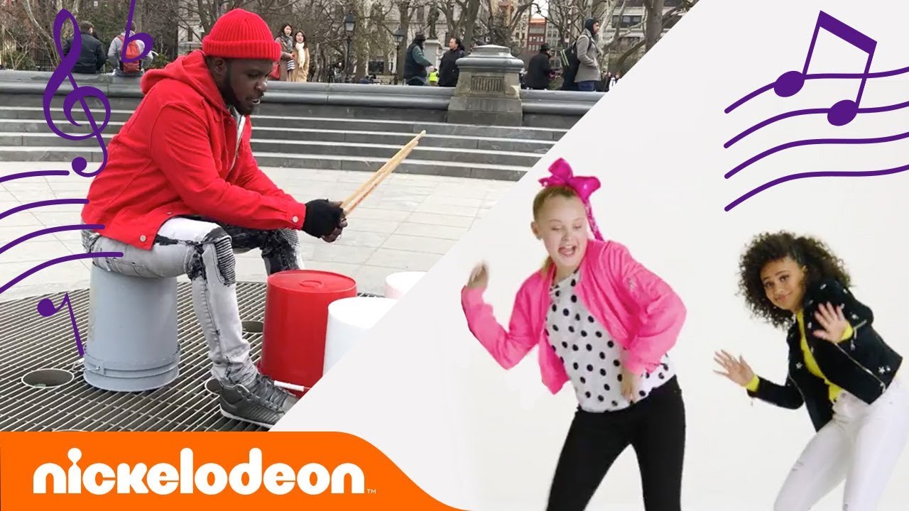 JoJo Siwa, Lizzy Greene & More Dance to the Nick Theme 🎵Bucket Drum Style! | #MusicMonday