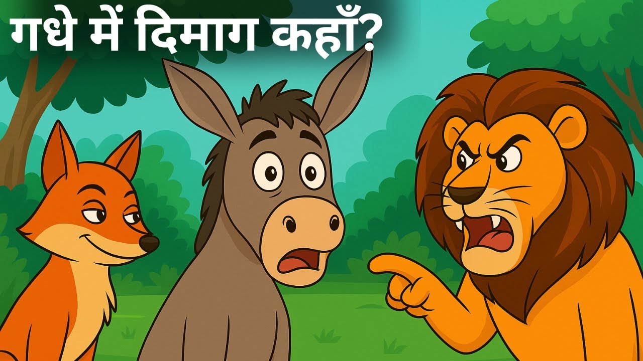 गधे में दिमाग़ कहाँ | गधा, लोमड़ी और शेर की कहानी | Donkey with No Brain | Moral Story in Hindi.