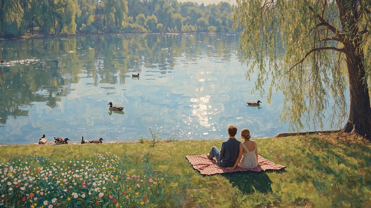 where sunlight kisses the water, we watch the ducks drift and time stands still | piano playlist