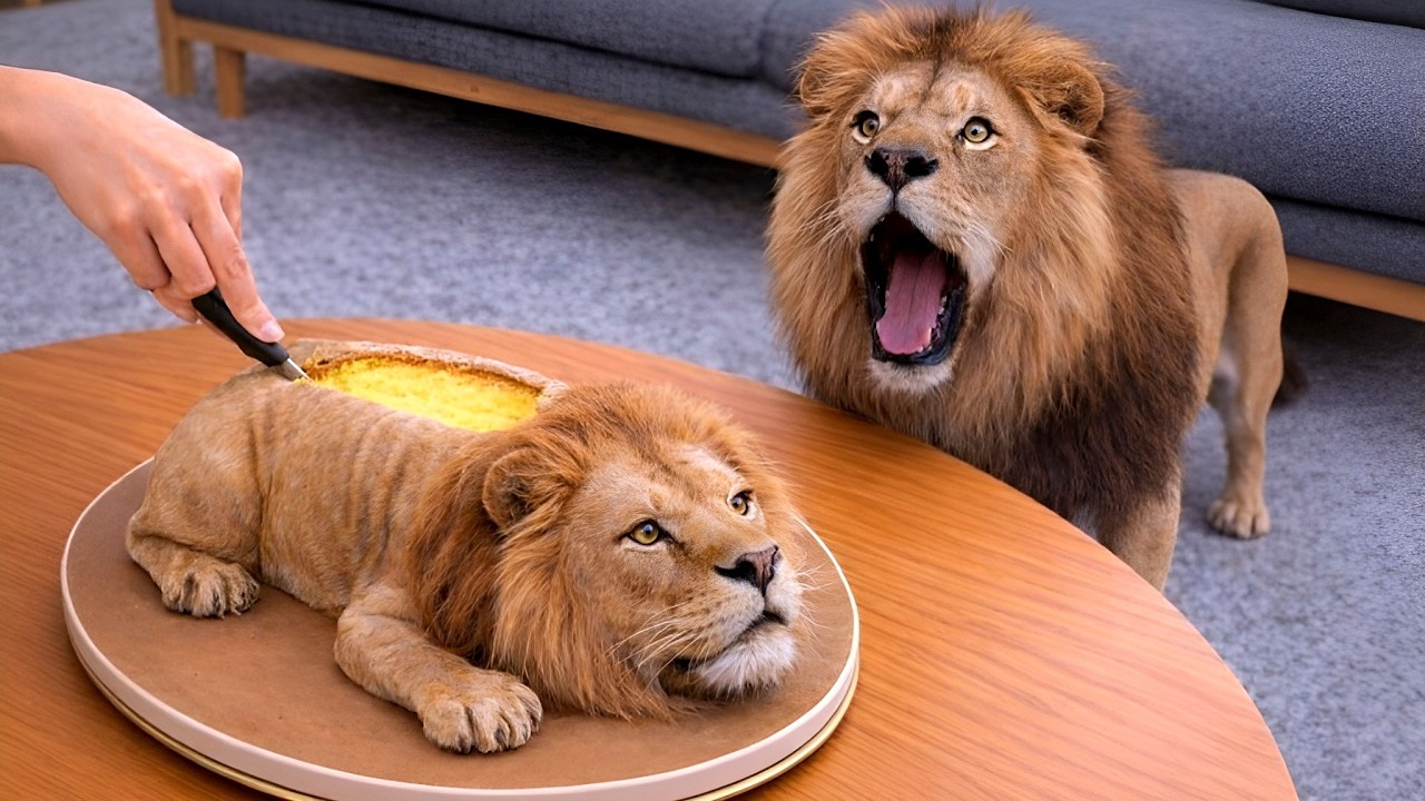 Lion and Cat Reactions to Cutting Cake 😱 Funny Dog and Cat Reactions 2026