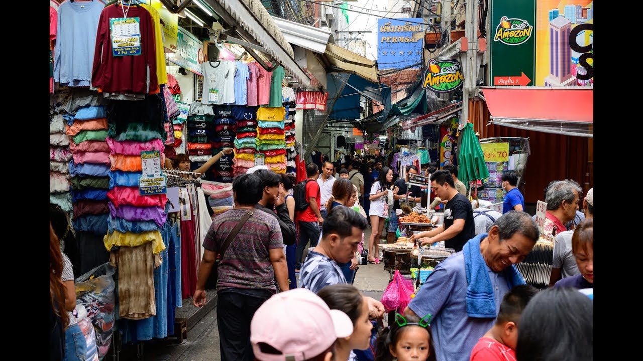 [4K] Недорогая одежда "Pratunam Market" в пешей доступности в 450 м от пирса Pratunam, Бангкок