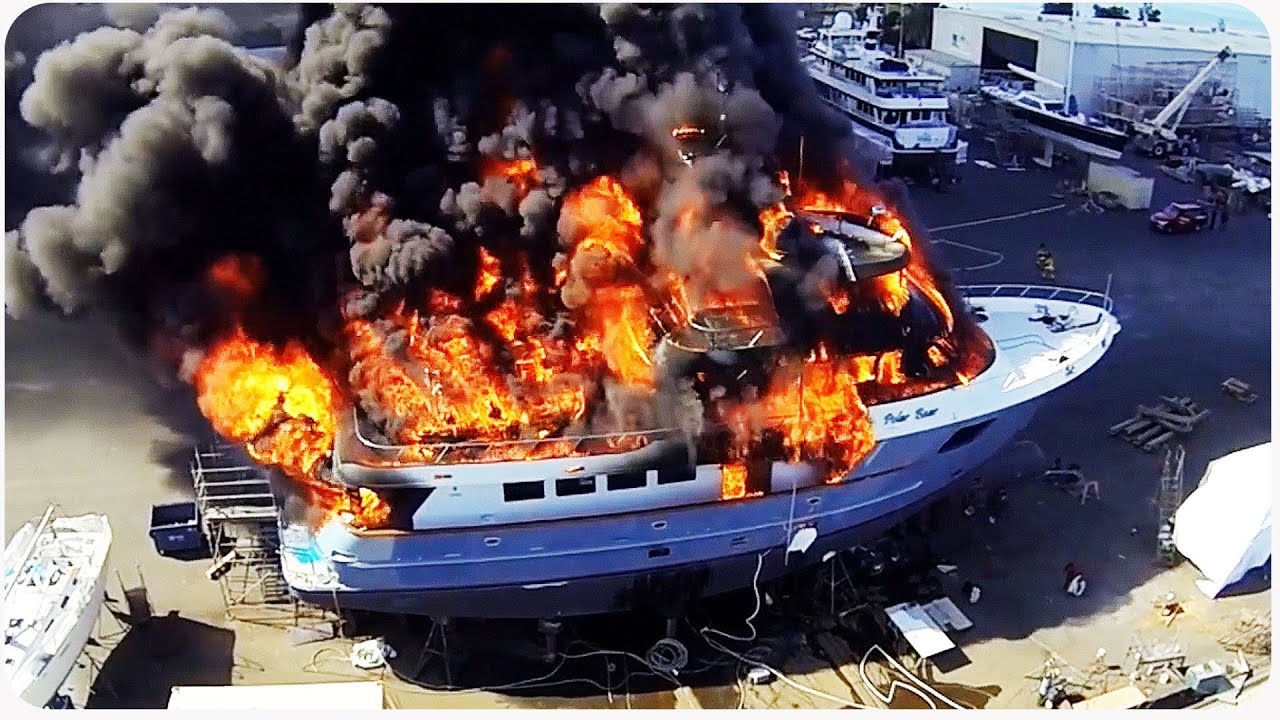 Massive Yacht Fire Caught by Drone
