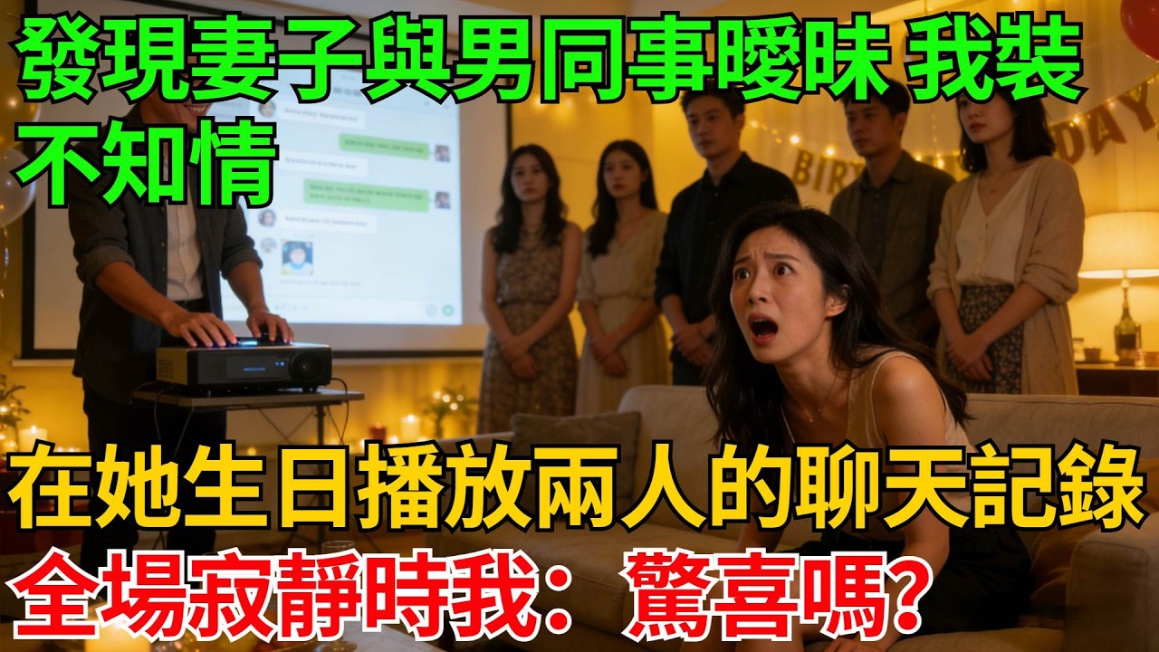 發現妻子與男同事曖昧，我裝作不知情，在她生日派對上當眾播放了兩人的聊天記錄，全場寂靜時我笑着說：驚喜嗎？【反轉情緣】#婚姻反转#冷静复仇#情感故事#夫妻#都市情感#职场情缘#短篇故事
