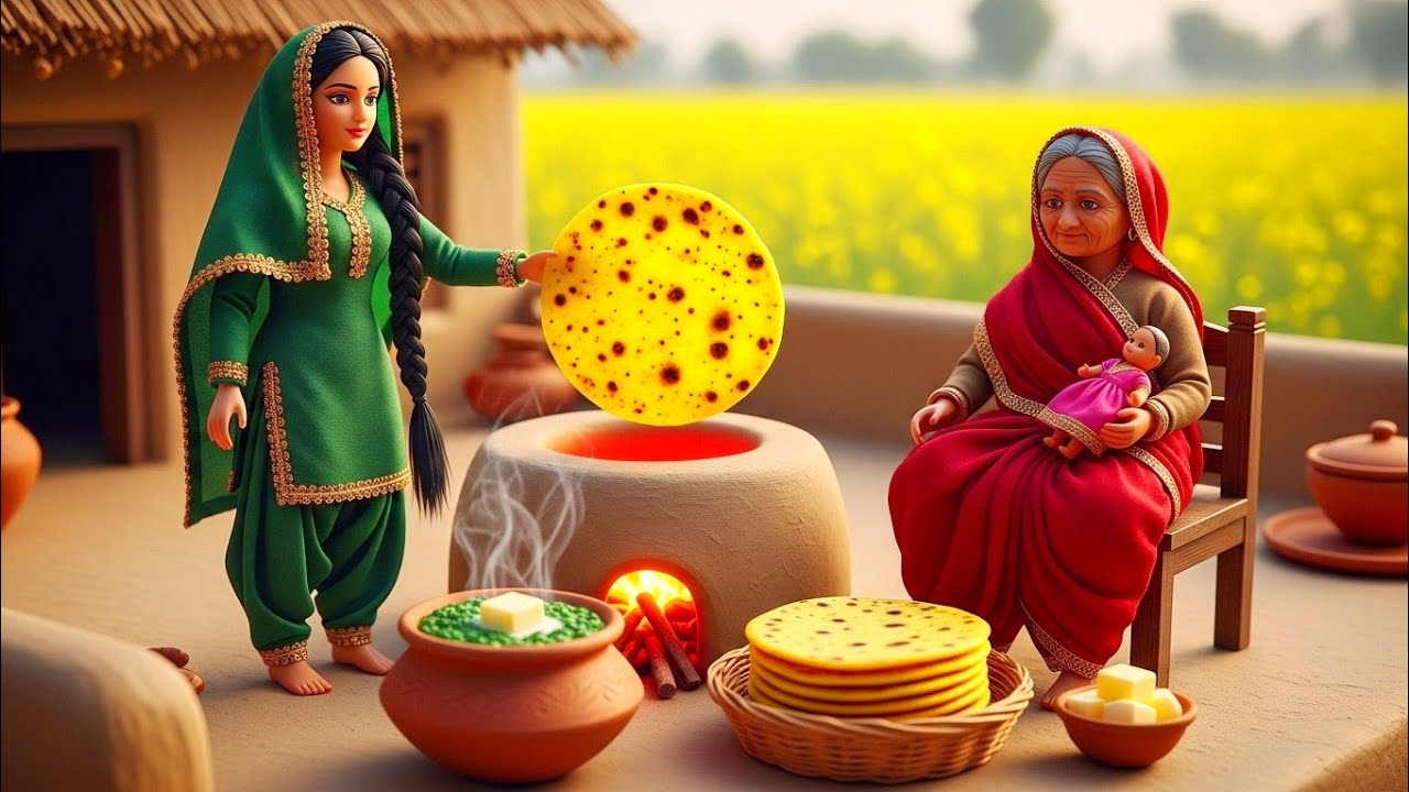 Miniature Doll cooks  Sarson Ka Saag & Makai Roti | indian Village Kitchen