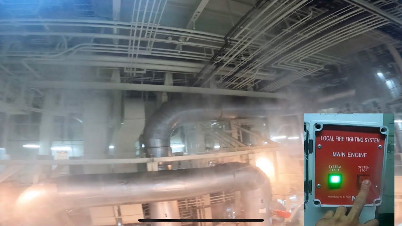 Hyper mist fire fighting system on a cargo ship. Maintenance and trying out of the system