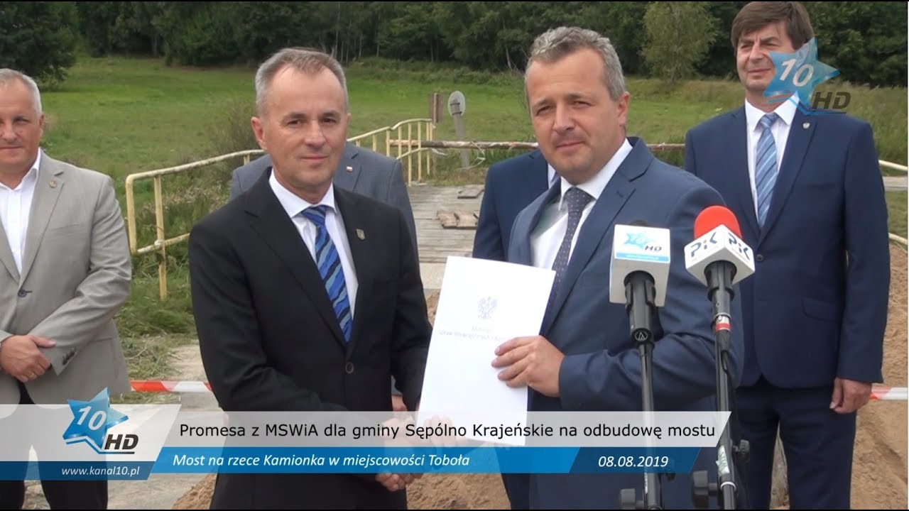 Briefing prasowy - promesa z MSWiA na odbudowę mostu - Sępólno Krajeńskie, 08.08.2019 r.