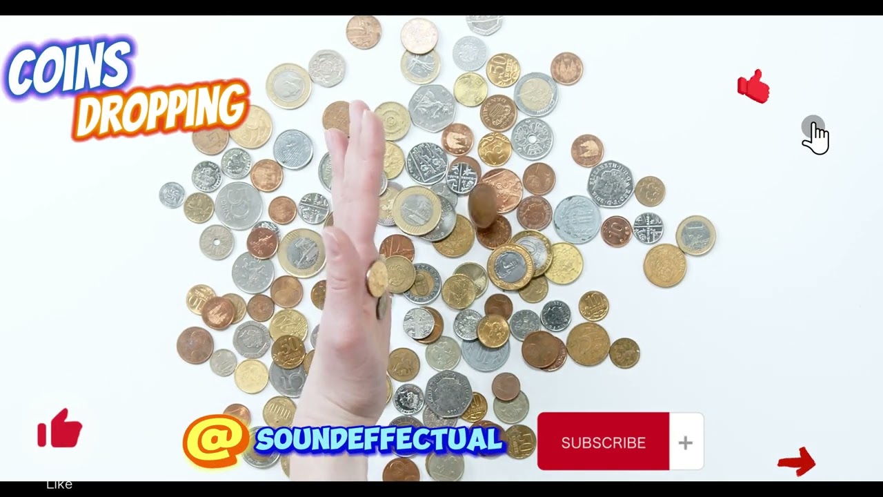 Coins falling free sound effect wooden table | Sound Effectual