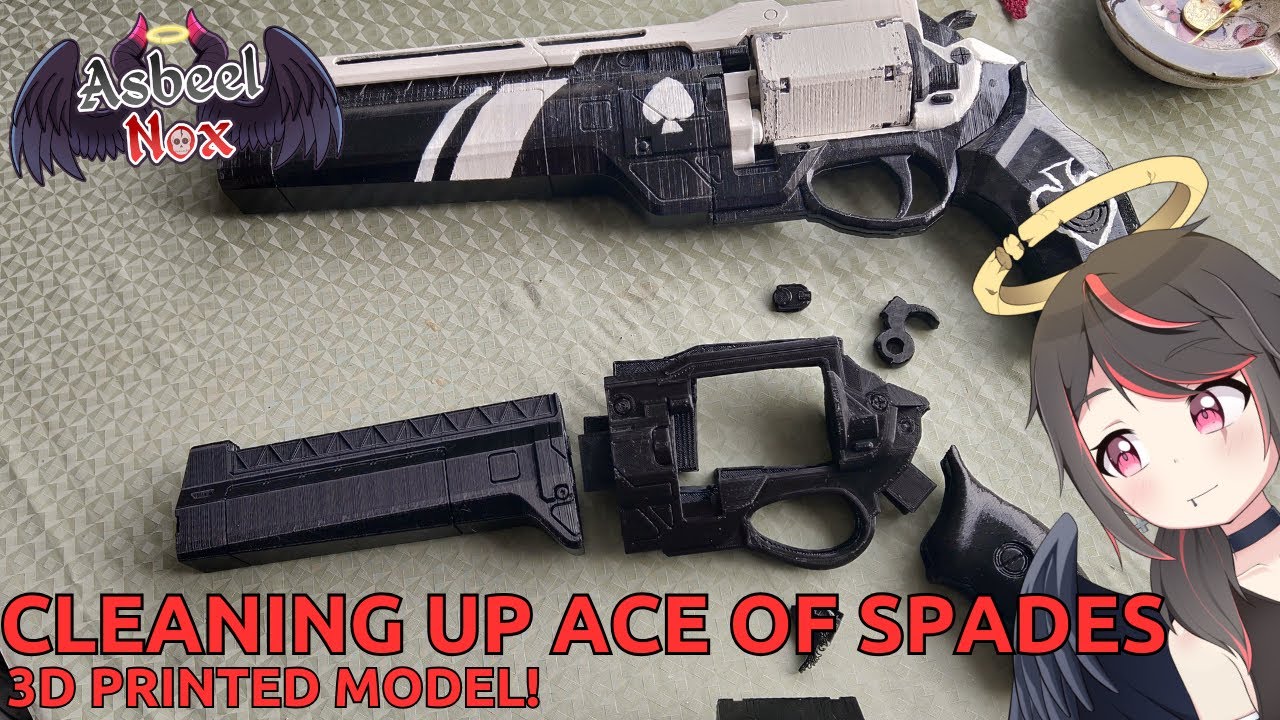3d Printed Ace of Spades Model Cleanup Timelapse