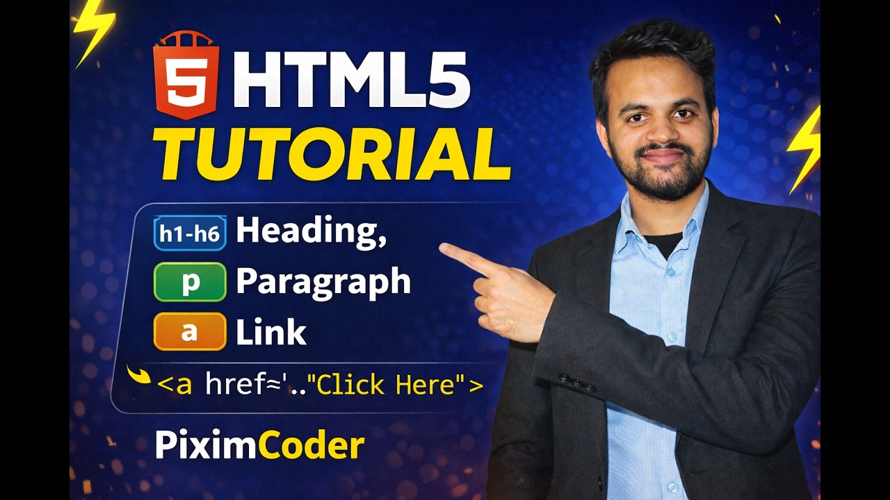 HTML5 Tutorial Bangla 2026  Heading, Paragraph & Link Tag Full Tutorial for Beginners Piximcoder #2