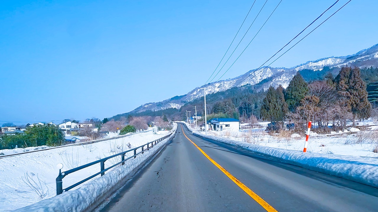 【4K】Snowy Rural Japan Drive | Akita to Aomori  (No Music)