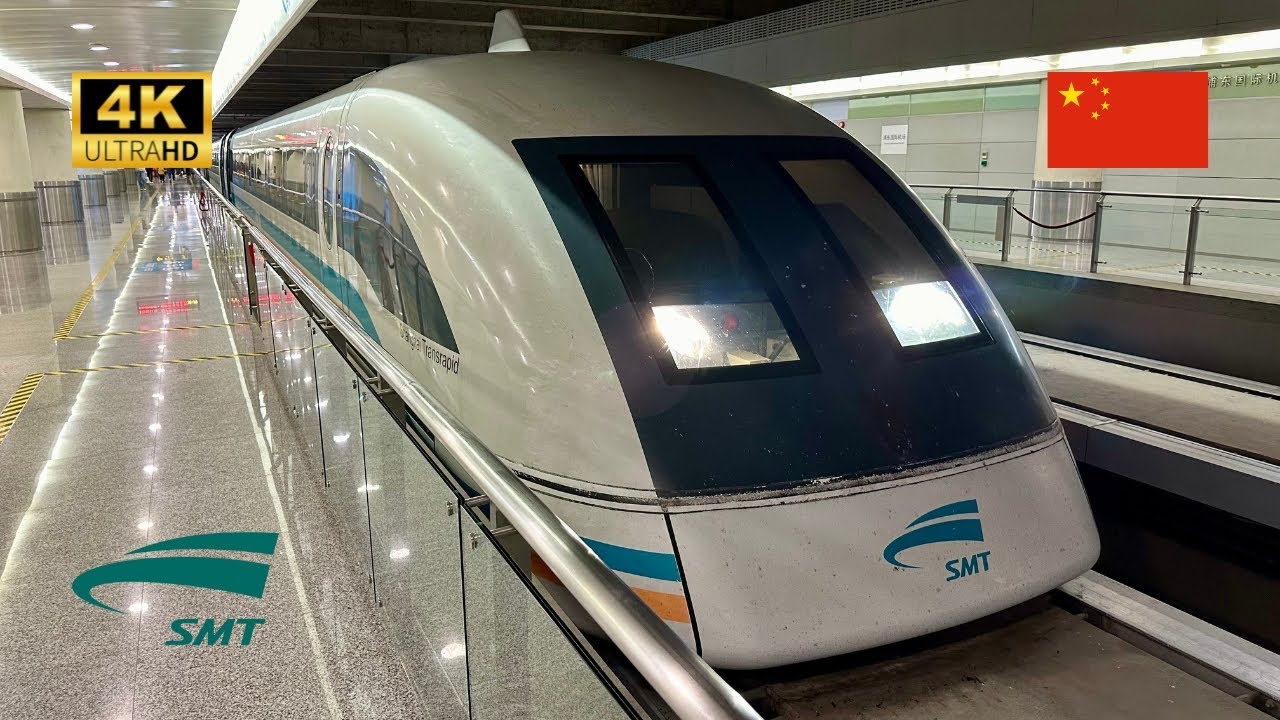 SHANGHAI MAGLEV TRAIN (SMT) - 300km/h Between Longyang Road and Pudong International Airport (4K)