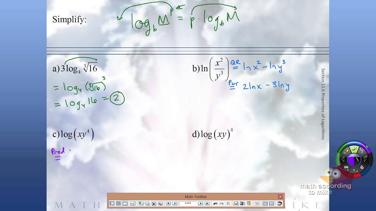 The Power Rule  for Logarithms