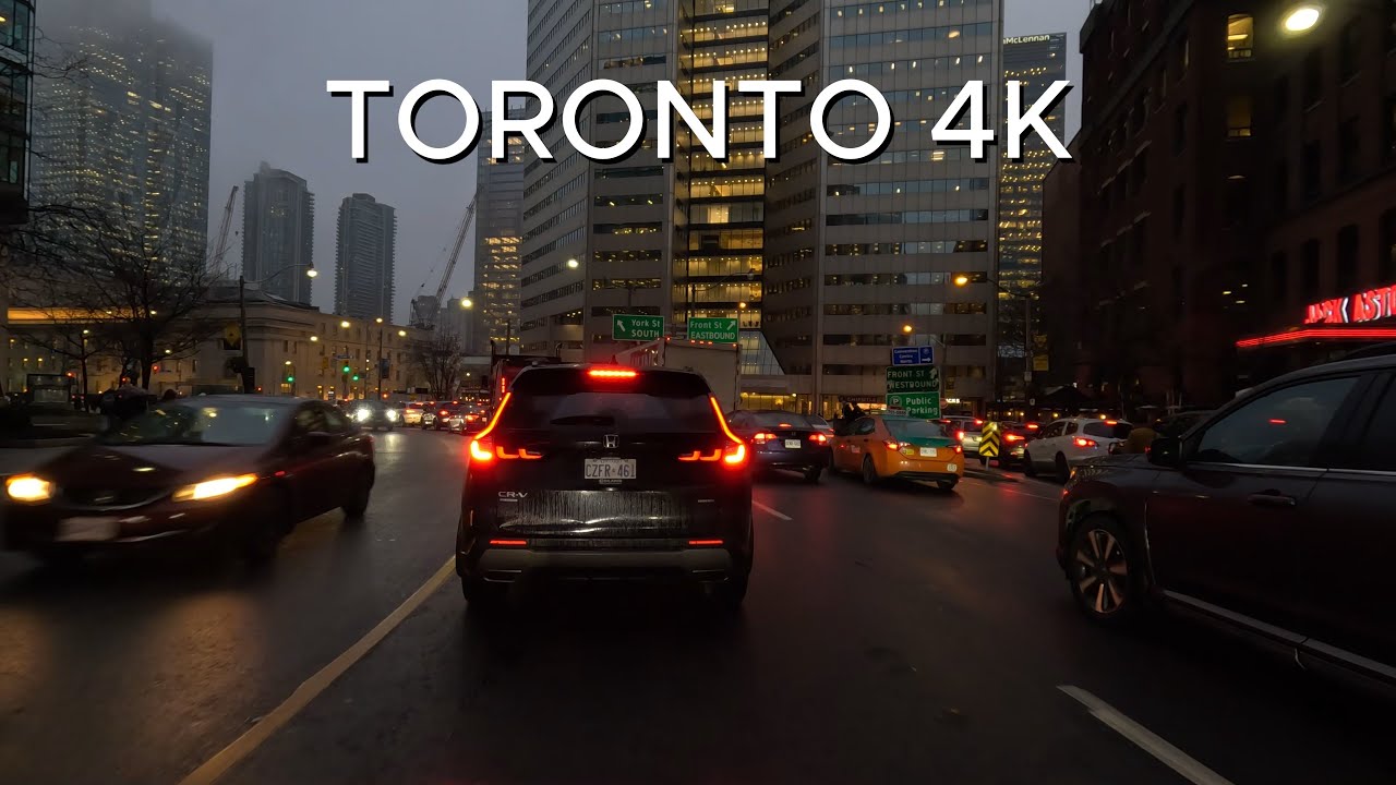 Driving Downtown - Toronto Luxury Street 4K - Canada