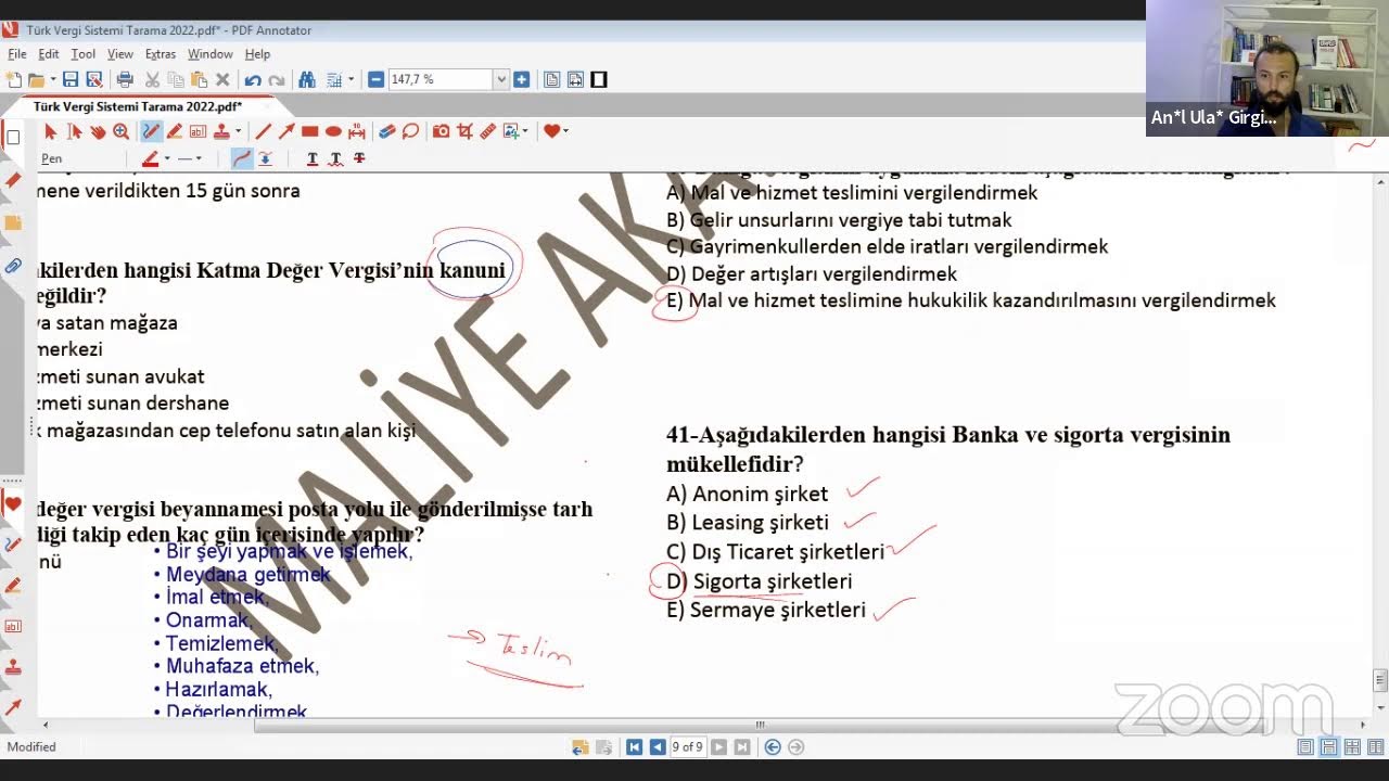 Türk Vergi Sistemi Soru Çözümü