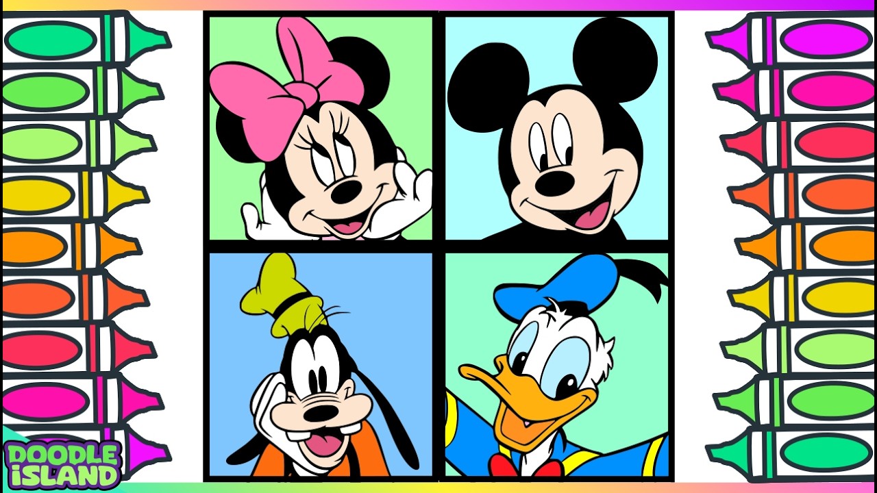 Mickey, Minnie, Goofy & Donald 🎨✨ Fun Kids Coloring Adventure