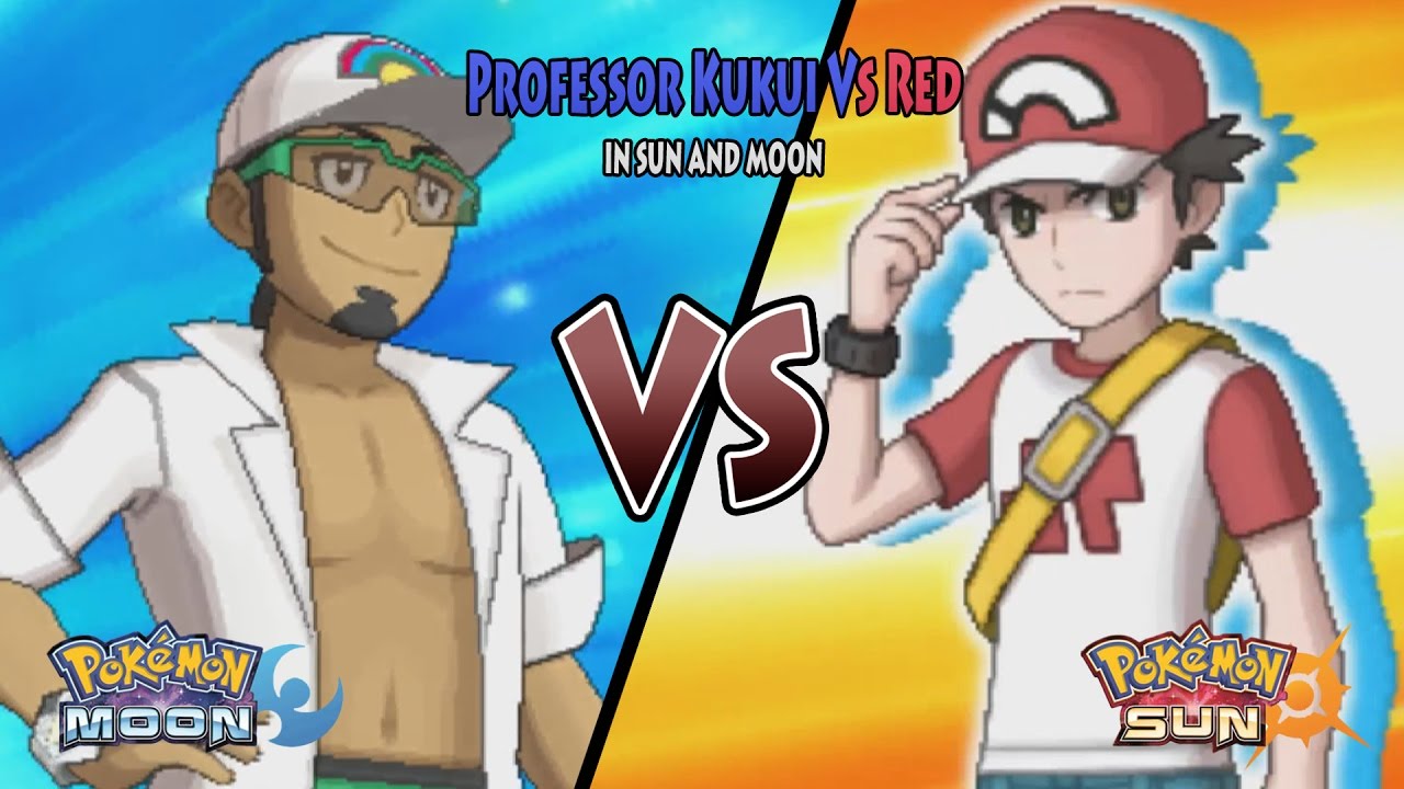 Pokemon Sun and Moon: Profesor Kukui Vs Red (Pokemon Battle Legend Red, Alola Red)