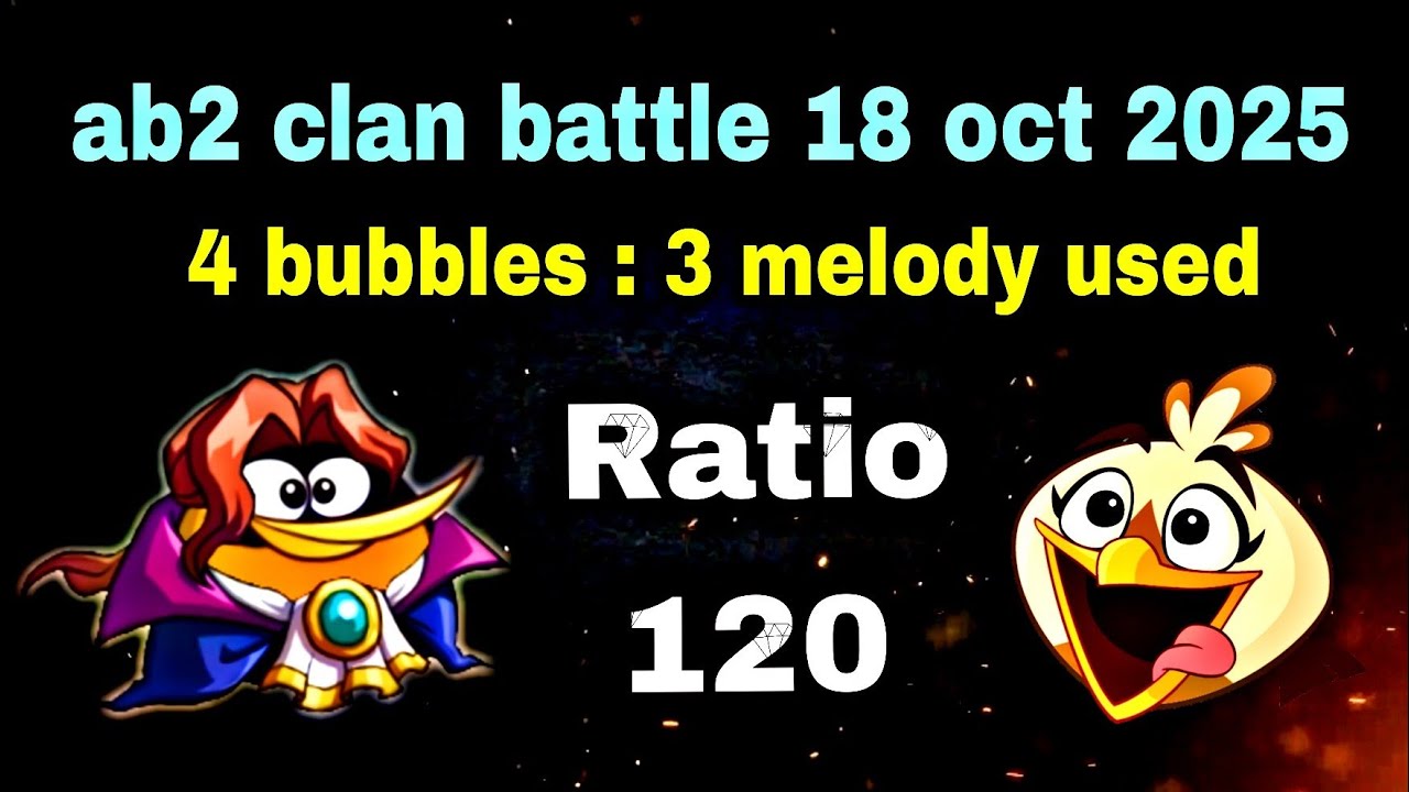 Angry birds 2 clan battle 18 oct 2025 ( 4 bubbles and 3 melody) Ratio 120 #ab2 clan battle today