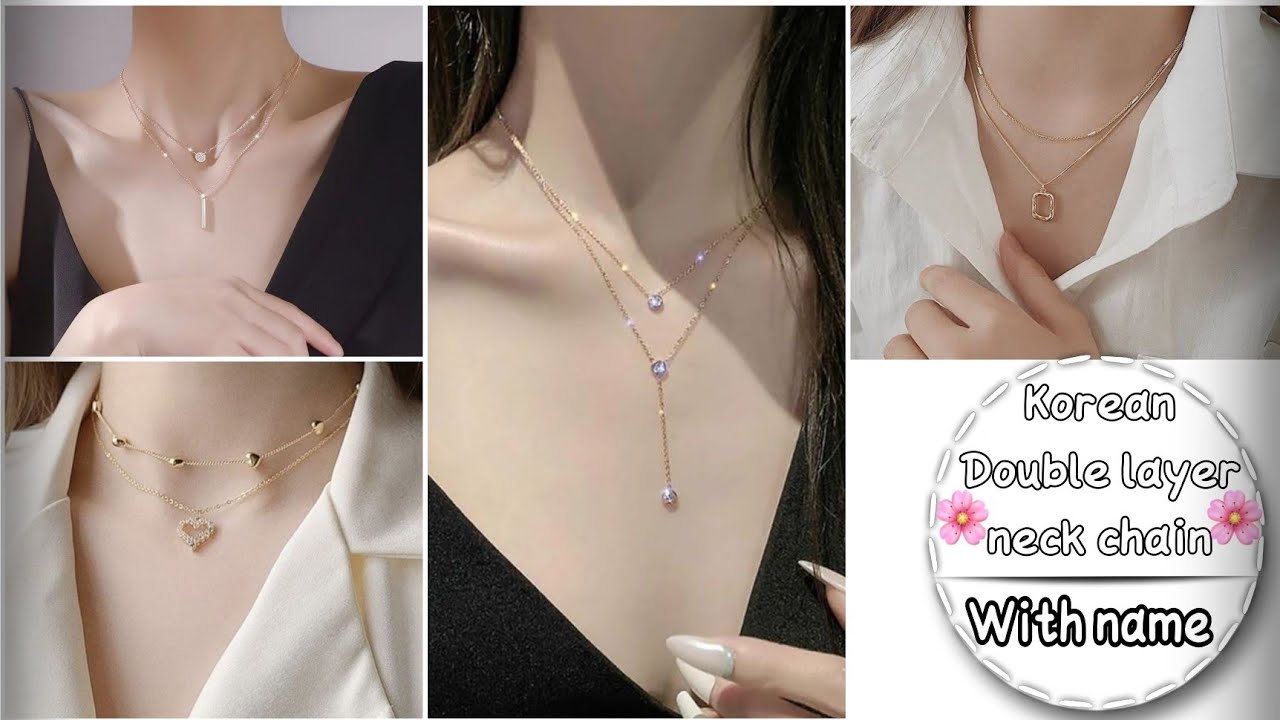 Korean necklace with names | type of Korean nech chain with names | Double layer necklace