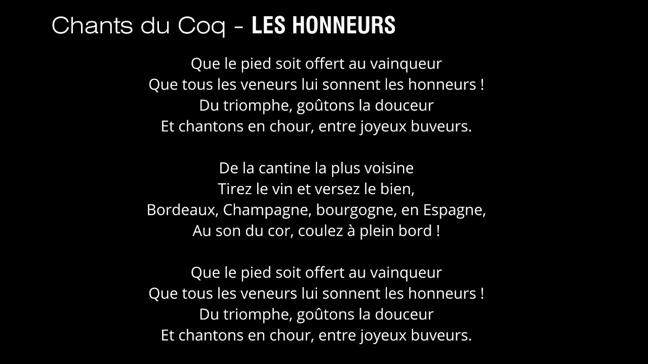 Chants du Coq - LES HONNEURS