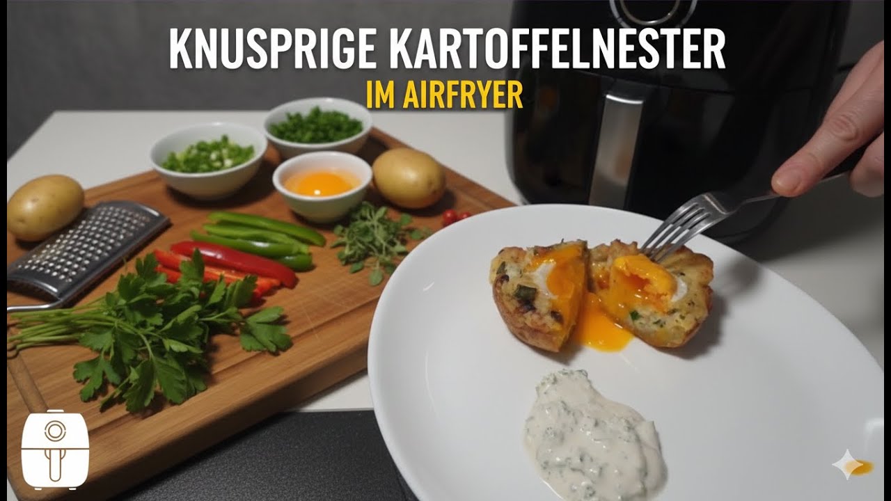 Gefüllte Kartoffelnester im AIRFRYER - VEGETARISCH & lecker Suchtgefahr !!!