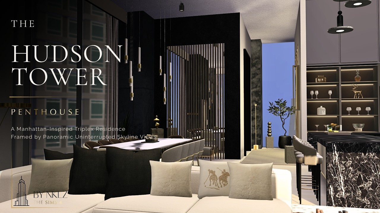 The Hudson Tower Penthouse || Sims 4 San Myshuno || Home Tour || CC build (TRAY+CC+LINKS)