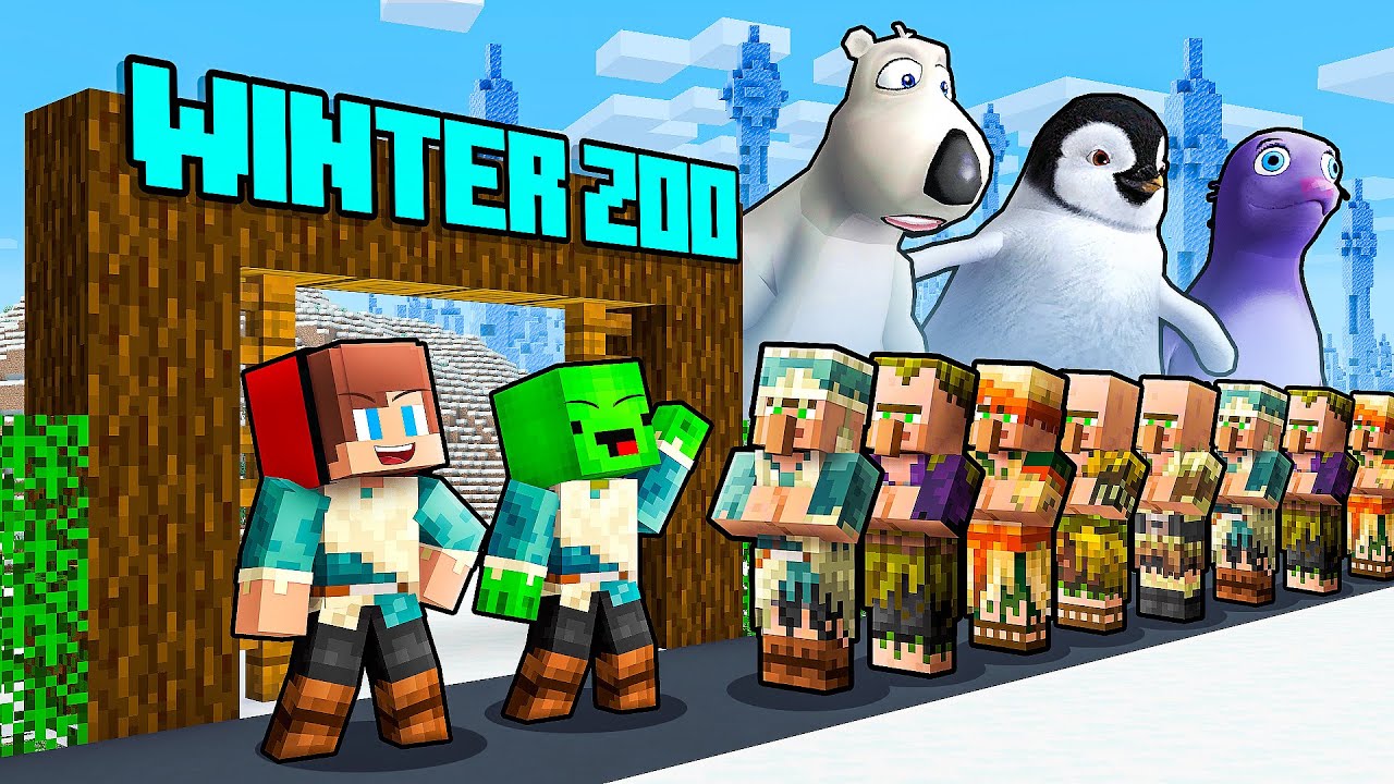 JJ and Mikey Opened WINTER ZOO in Minecraft - Maizen