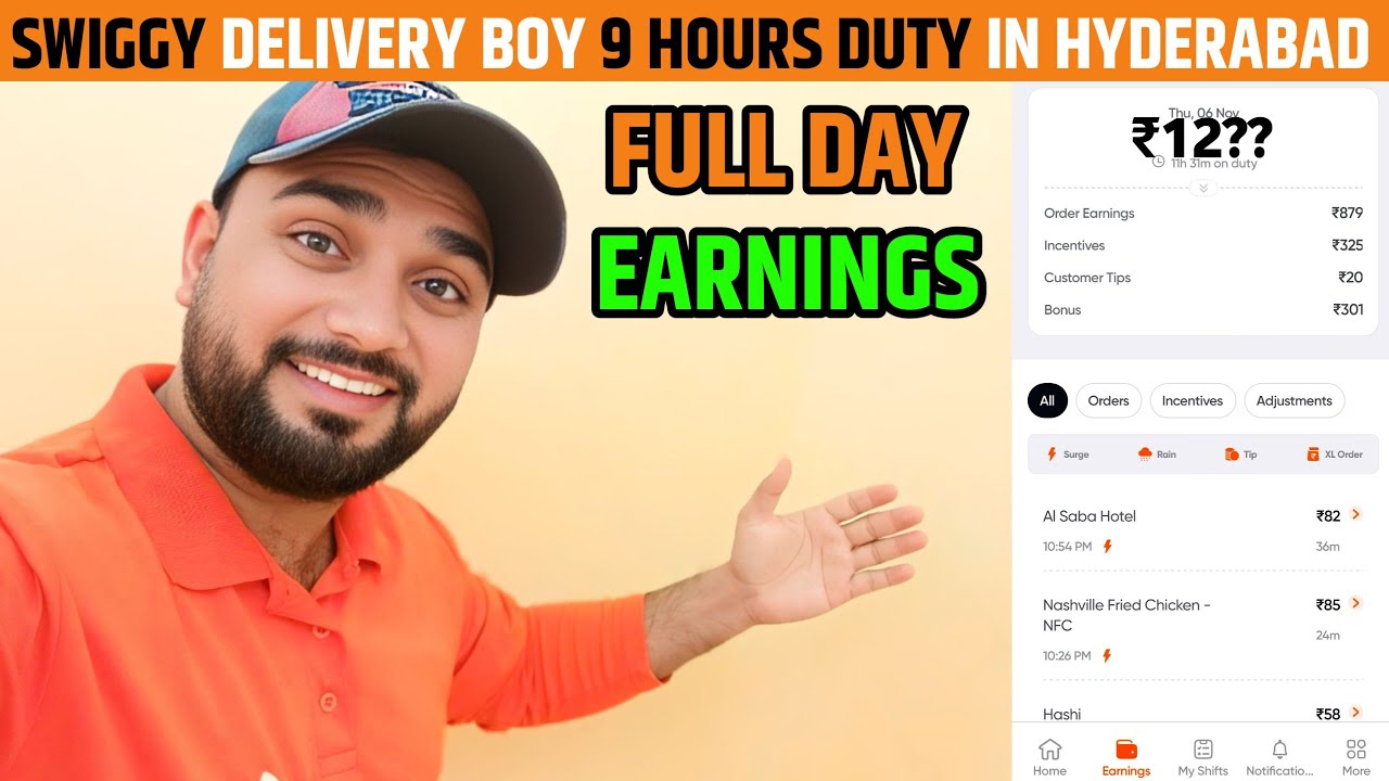 9 HOURS DUTY as a Swiggy Delivery Boy in Hyderabad || Delivery Boy Job || Indian Rider Azaad 