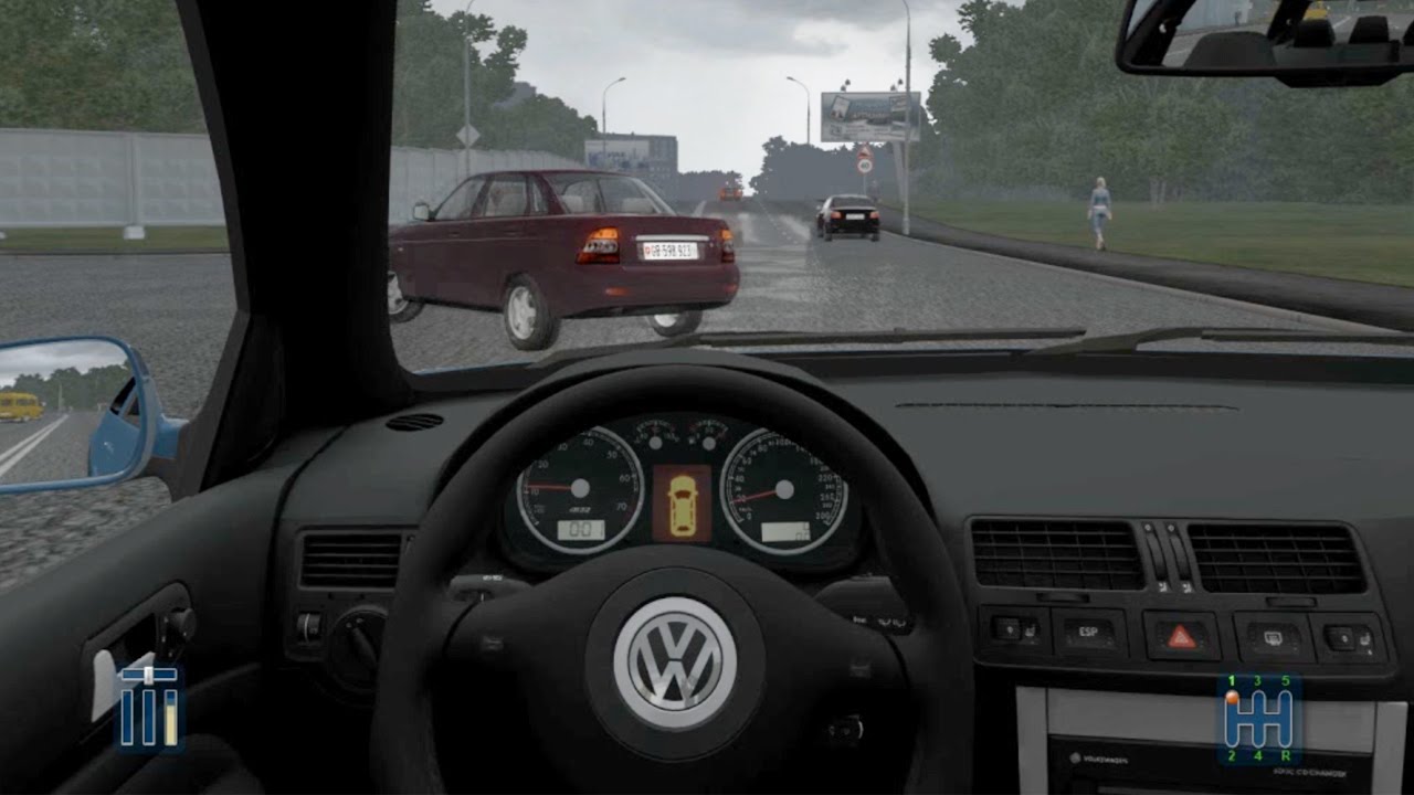 City Car Driving - Volkswagen Golf R32 in rain