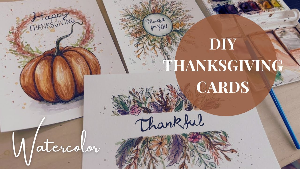 Watercolor Greeting Cards for Thanksgiving | 3 Autumn Designs | Easy for Beginners to Advanced