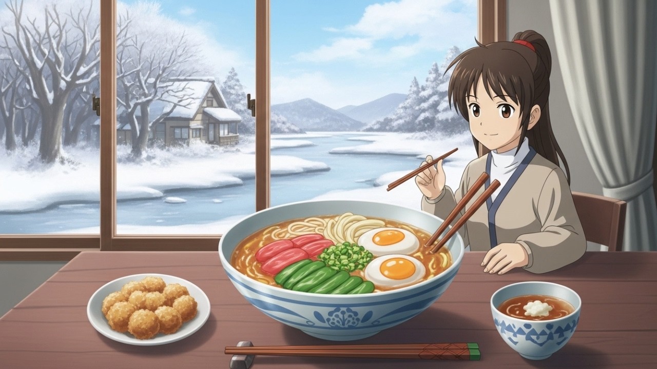 Cozy Alone Day in My Winter House ❄️🕯️ Homemade Tantanmen Ramen & Frozen River Views | Ghibli ASMR