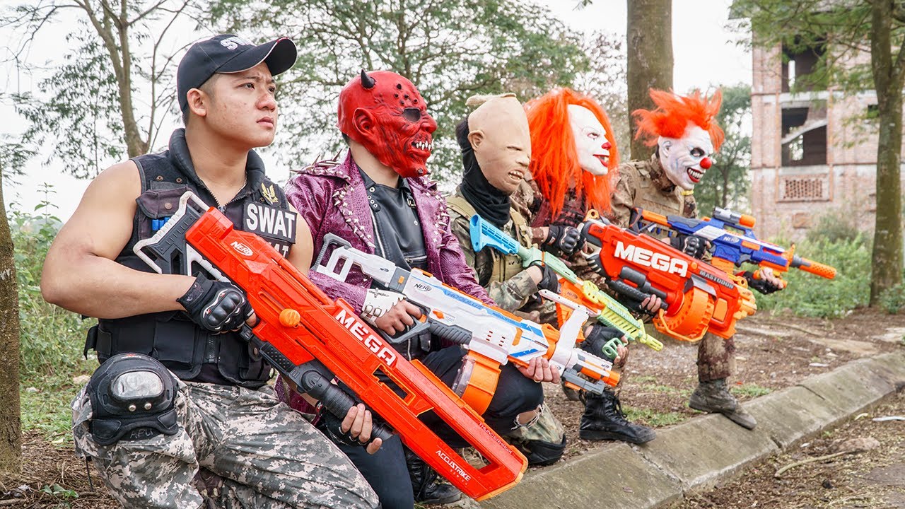 LTT Nerf Mod : Veteran Seal X Skill Nerf Guns Fight Crime Dangerous Mask Red Pursuing Wanted Man