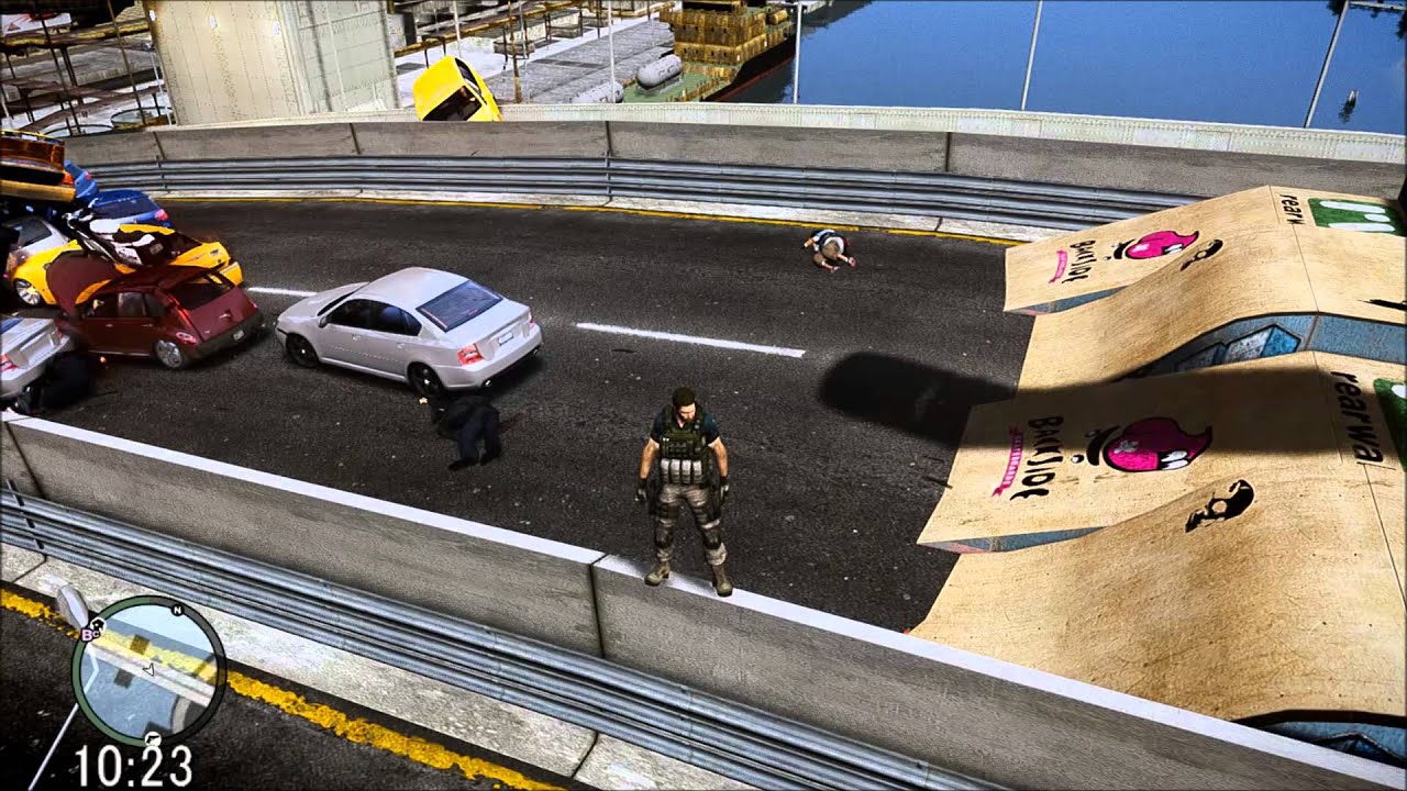 GTAIV 高速道路にジャンプ台を設置してみた3 & ノーブレーキ化www