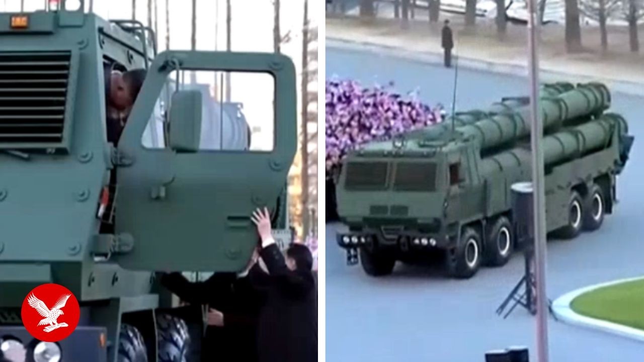 Kim Jong Un drives 600mm rocket launcher