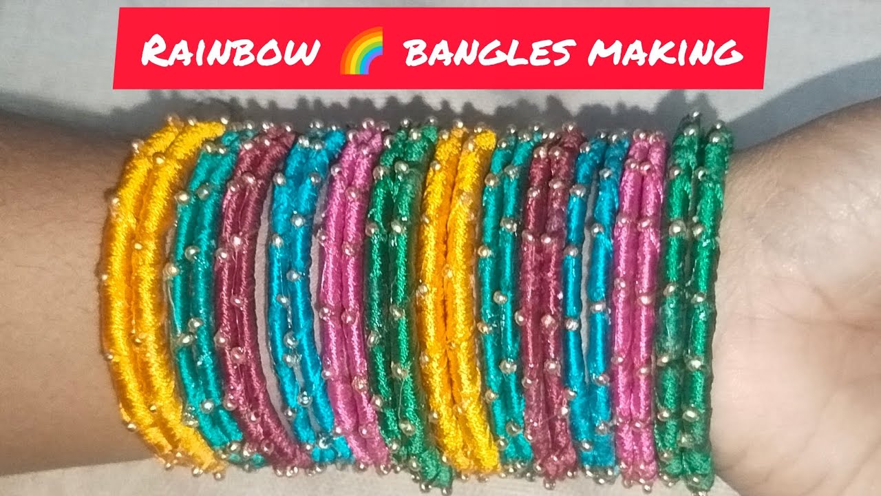 How to make rainbow 🌈🌈 bangles? ll Rainbow 🌈🌈bangles making ll