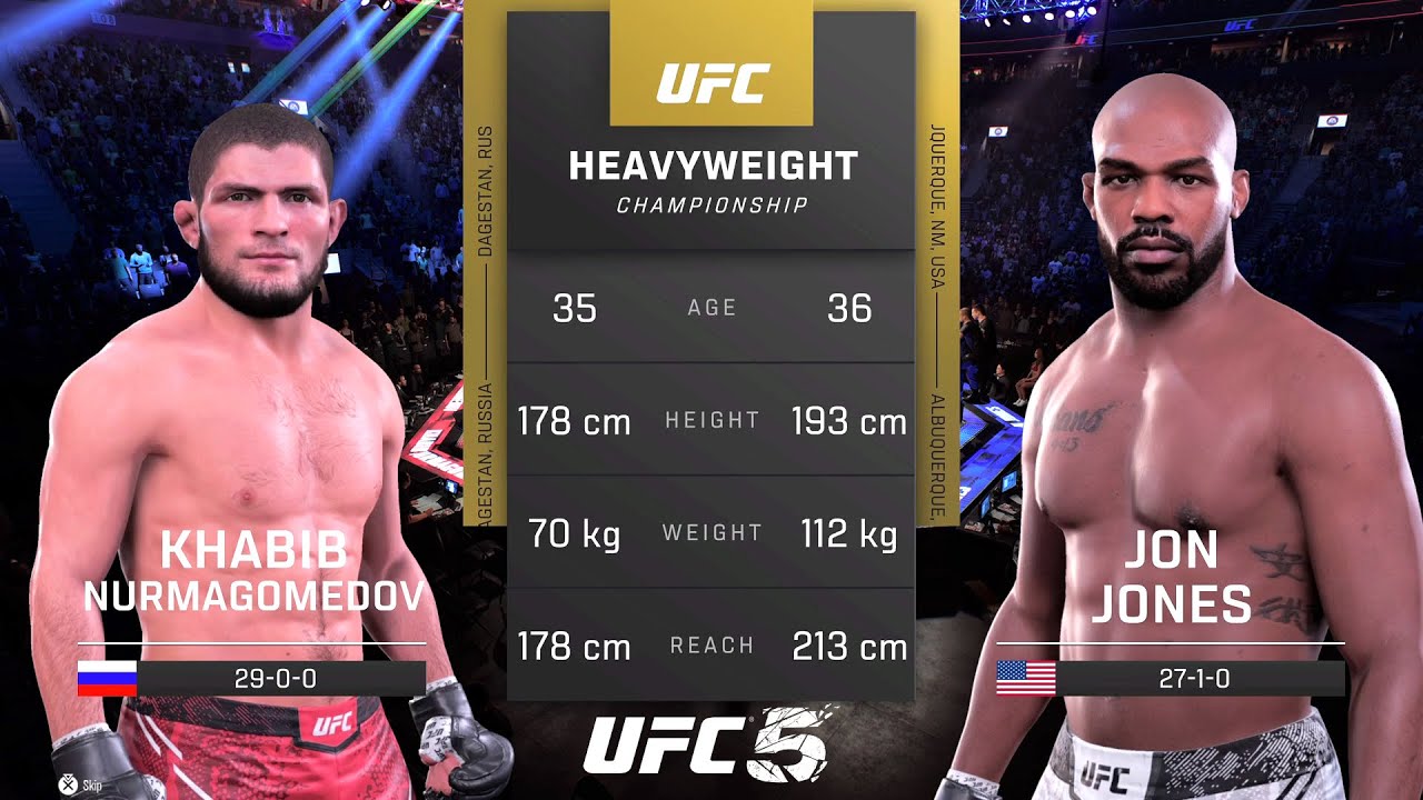 Khabib Nurmagomedov vs Jon Jones Full Fight - UFC 5 Fight Of The Night