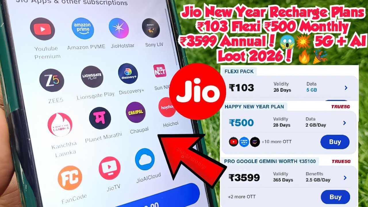 🎊 𝗝𝗶𝗼 𝗡𝗲𝘄 𝗬𝗲𝗮𝗿 𝗥𝗲𝗰𝗵𝗮𝗿𝗴𝗲 𝗣𝗹𝗮𝗻𝘀 ₹𝟭𝟬𝟯 𝗙𝗹𝗲𝘅𝗶 &rarr; ₹𝟱𝟬𝟬 𝗠𝗼𝗻𝘁𝗵𝗹𝘆 &rarr; ₹𝟯𝟱𝟵𝟵 𝗔𝗻𝗻𝘂𝗮𝗹! 😱💥 𝟱𝗚 + 𝗔𝗜 𝗟𝗼𝗼𝘁 𝟮𝟬𝟮𝟲! 🔥🎉