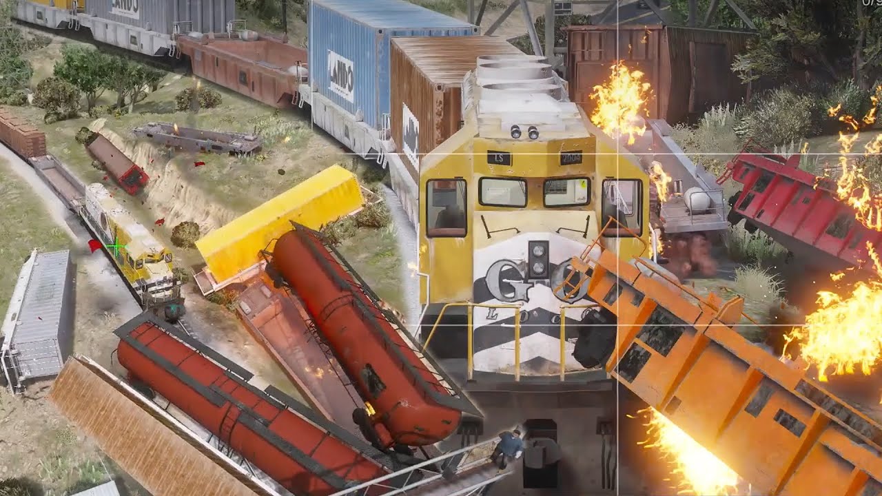 5 Train derailment in GTA 5 By Franklin🔥