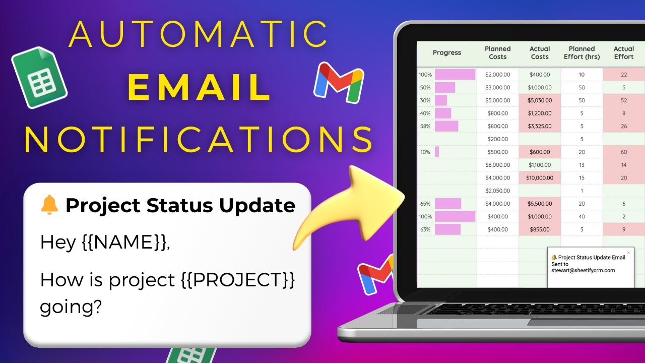 Automatically Send Email Notification in Google Sheets (Project Management Email Automation)