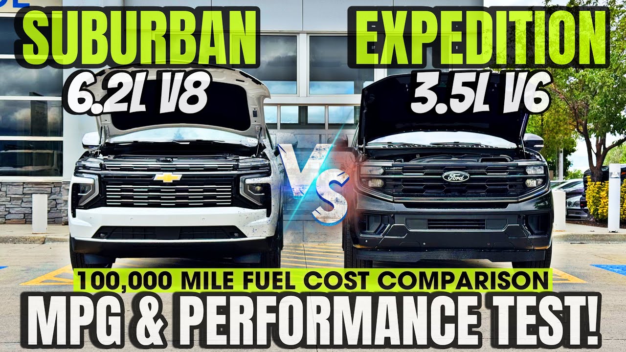 2025 Chevy Suburban 6.2L V8 VS Ford Expedition Max 3.5L V6 MPG & 0-60 Test: The V6 Should Win Right?