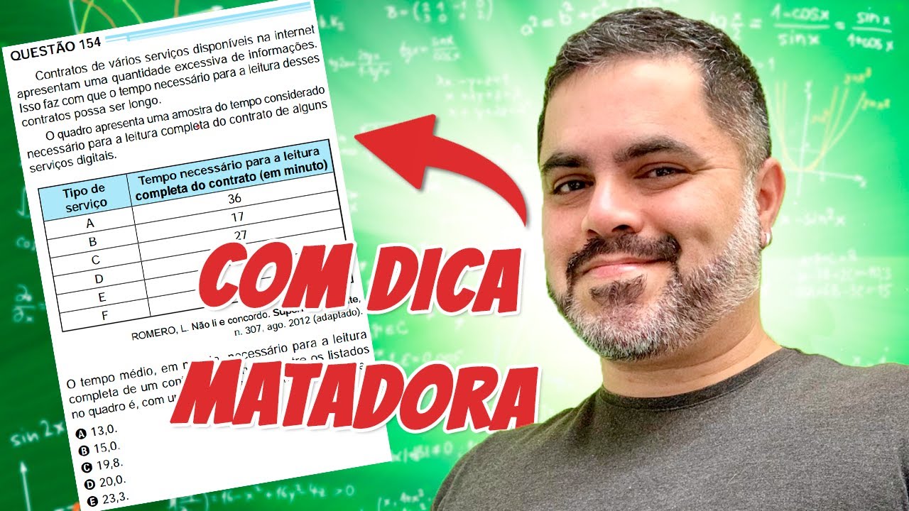 ENEM 2024 Matem&aacute;tica: PRECISA RESOLVER R&Aacute;PIDO essa Quest&atilde;o de M&Eacute;DIA ARITM&Eacute;TICA (com dica)