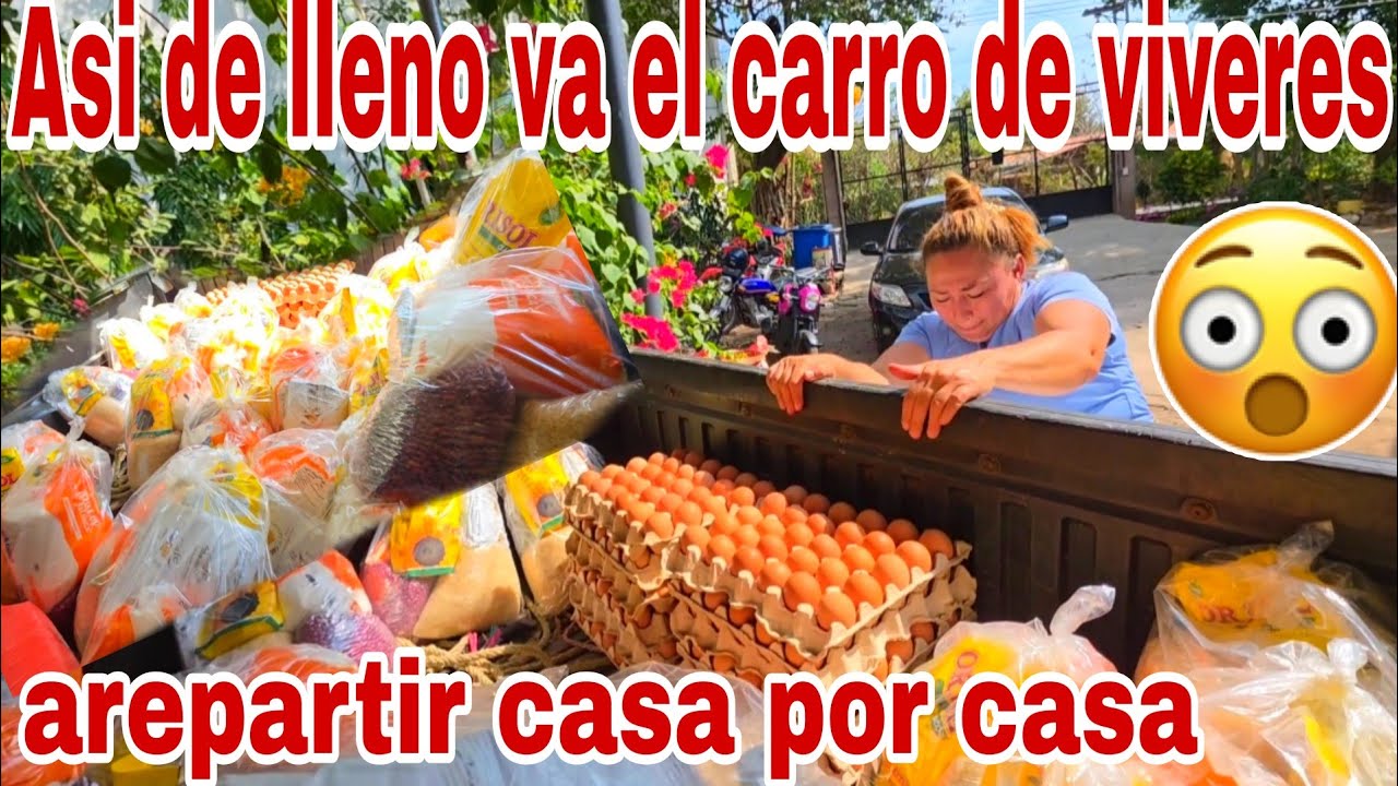 Asi de lleno va el carro de víveres arepartir casa por casa😳😱