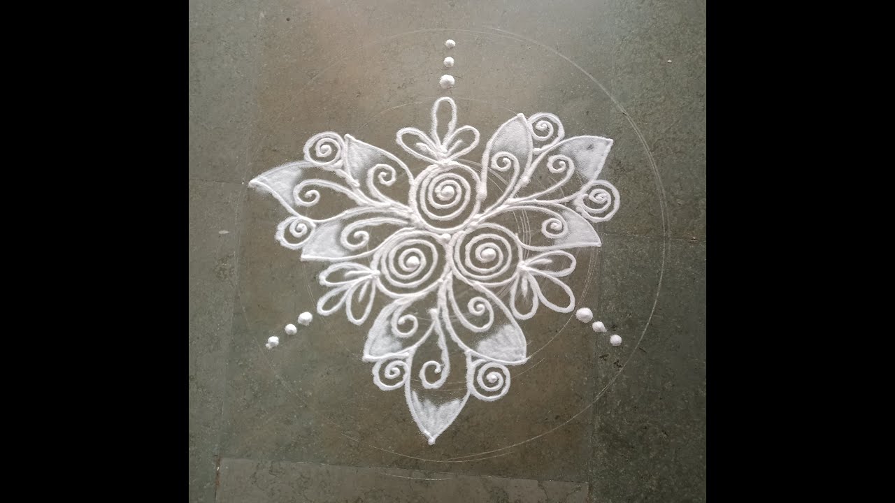 Simple White Rangoli Design 2026 | Easy Spiral Floral Rangoli